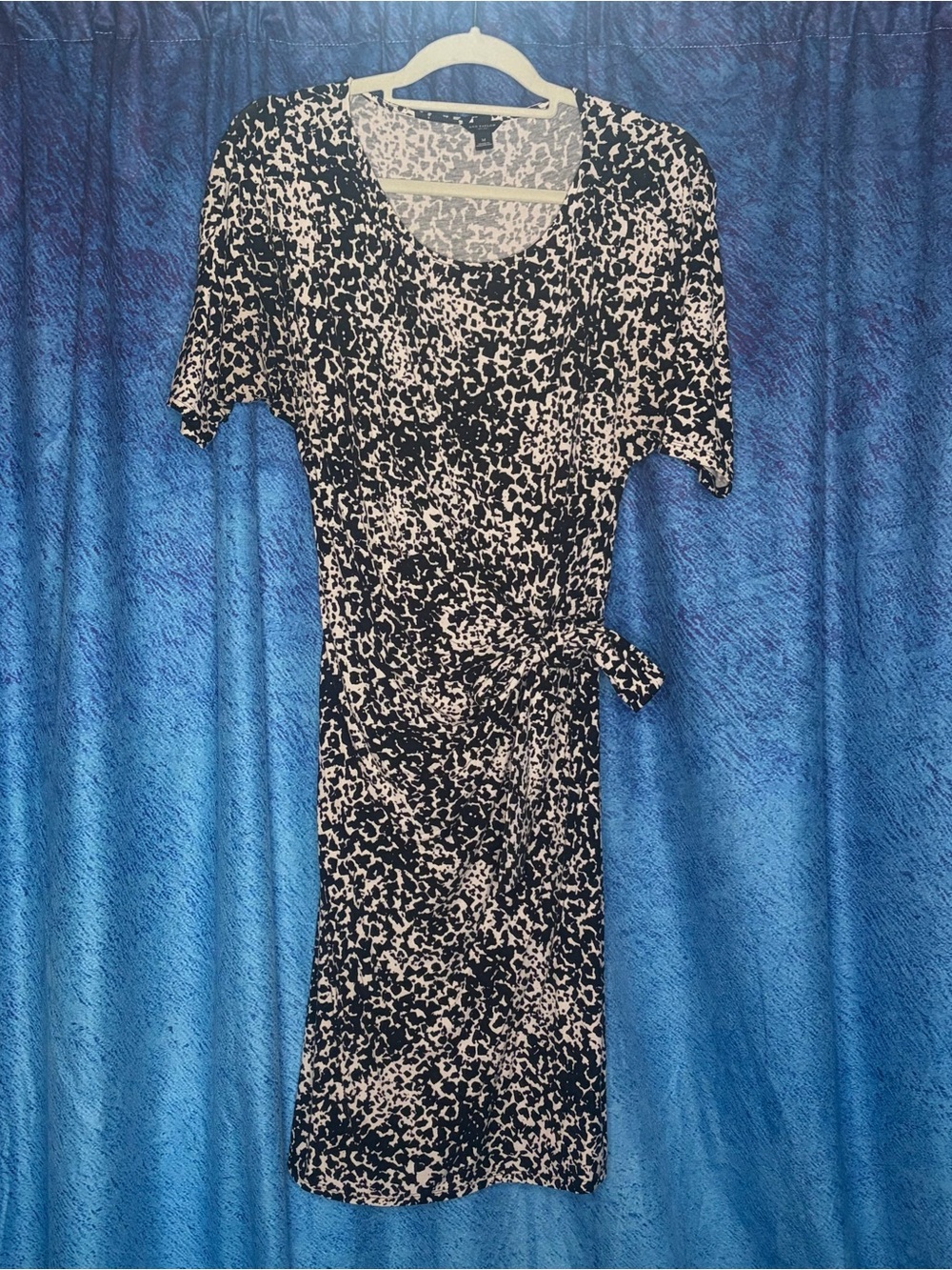 Ann Taylor Black and Cream Printed Midi Dress